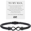 Miniatyrbillede 1 af 5: Til Min Mand, Uendeligheds Læderarmbånd Mand Gave fra Kone Jeg Elsker Dig For Evigt og Altid Armbånd Kæreste Jubilæum Fødselsdag Jul Fader G