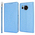 Miniatyrbild 1 av 5: Kompatibelt Plånboksfodral för Sharp Aquos Sense 8 Silkeslen Textur Läder Flip Skyddande Telefonfodral Blue