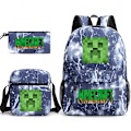 Pikkukuva 1 / 5: MINECRAFT reppu koululaukku lapsille pojille tytöille peli printed opiskelijoiden kirjalaukku koulutarvikkeet Gold