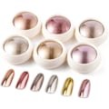 Miniatyrbild 1 av 5: 6 Lådor Roséguld Krom Nagelpulver, Metalliskt Nagelkonst Pigmentpulver Set, Glänsande Nagelglitterpulver med Magisk Spegeleffekt för Nagelkonst Design Dekor