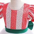 Pikkukuva 3 / 5: Jouluiset Lapset Tytöt Puff Sleeve A-linjainen mekko Iso rusetti Punainen Vihreä Mekko Joulu Prinsessa Mekot 2-3Y