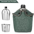 Miniatyrbild 1 av 5: Militär Fältflaska Kit 2st 1000ml 600ml Rostfritt Stål Militär Fältflaska Kopp Set Med Överdragsväska