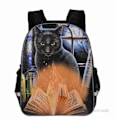 Pikkukuva 1 / 5: Uusi Musta Kissa Reppu Eläin Gothic Moon Phase Casual koululaukut Taaperot Pojat Tytöt Teini Sky Blue 13 inch