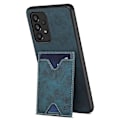 Pikkukuva 2 / 5: DENIOR Yhteensopiva Samsung Galaxy A53 5G Nahkapäällysteinen TPU-suojakuori Jalustalla ja Korttipaikalla Blue
