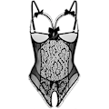 Miniatyrbilde 1 av 2: Kvinners Åpen Cup Crotchless Onesie Teddy Sexy Lingeri Blonder Nattkjole One Size Svart
