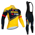Miniatyrbild 2 av 5: 2023 JUMBO Långärmad Cykeltröja Set haklapp Byxor Ropa Ciclismo Cykelkläder MTB Cykeltröja Höstuniform Herrkläder Red S