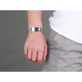 Miniatyrbillede 2 af 4: Personlig Gratis Gravering Tilpasset Rustfrit Stål Dobbelt Lænke Armbånd Til Mænd, 22,1 cm