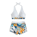 Miniatyrbild 2 av 4: Dambikini med Halterneck Push Up BH, Baddräkt med Shorts, Tvådelad Baddräkt, Sommarstrandkläder, Badkläder White M
