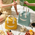 Miniatyrbilde 2 av 4: Isolert Kjølebag Smiley Lunsjbag Lett å Rengjøre Lunsjbag Green 24*28*13cm