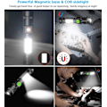 Miniatyrbillede 3 af 5: USB-opladelig lommelygte (batteri inkluderet) Super lys LED taktisk lommelygte med COB-sidelys, vandtæt