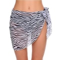 Miniatyrbilde 1 av 4: Korte strand-saronger for kvinner, Chiffon, badetøy-overdel, bikini-wrap-skjørt, sideåpen for sommeren A Zebra L