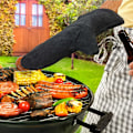 Miniatyrbillede 3 af 4: Varmeisoleret Pejs Handske, Læder Ovn Handske, Brandhæmmende Beskyttelses Handske, Grill Handske, Varmebestandig Læder Handske, Sort