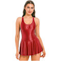 Miniatyrbilde 5 av 5: Kvinners U-hals Leotard Minikjole Sommer Badedrakt Kvinnelige Ermeløs Blank Tankkjole Strand Sommerkjole Femme Fest Clubwear M Dark Gray