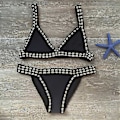 Miniatyrbild 2 av 5: Virkade baddräkter Bikinis Dam Badkläder Sexig Bandage Brasiliansk Bikini 2023 Badkläder Kvinnor Yellow L