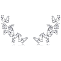 Miniatyrbillede 1 af 5: 925 Sterling Sølv Cubic Zirconia Krystal 3D Butterfly Design Øremanchet Brud Stud Øreringe
