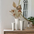 Miniatyrbillede 2 af 5: Hvid Keramisk Blomster Vase Sæt af 3, Dekorativ Ornament Vase Velegnet til at Støtte Planter Hjem Kontor Soveværelse Dekoration Ideel Gave og Samling