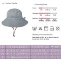 Miniatyrbilde 5 av 5: Barnebøttehatt Justerbar Solhatt Pustende Strandhatt For Gutter Jenter_ll Grey 12-24 Months