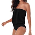 Miniatyrbilde 1 av 2: Boho Bandeau badedrakt for kvinner, stroppeløs badedrakt, badedrakt uten skuldre, sommerbadedrakt, strandtøy Black 3XL
