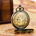 Miniatyrbillede 5 af 5: Retro lommeur til mænd med kæde analog manuel optræk drage fenix skelet romersk