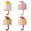Miniatyrbillede 1 af 5: 4 stk. Væghængte Klæbende Krog Kappe Krog, Til Kappe Sjal Hat Håndklæde Taske Væghængning