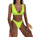 Pikkukuva 1 / 2: Mimigo Naisten Alhaisen Vyötärön Bikinit Uimapuvut Push Up Halter Kaksi Osainen Uimapuvut fluorescent green M