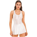 Miniatyrbilde 4 av 5: Kvinners U-hals Leotard Minikjole Sommer Badedrakt Kvinnelige Ermeløs Blank Tankkjole Strand Sommerkjole Femme Fest Clubwear S Dark Gray