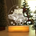 Miniatyrbilde 1 av 5: Julelys Klokker Juledekorasjon 3D Lampe Varmt Hvit
