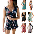 Miniatyrbild 1 av 5: Plus Size Badkläder Romper Inbyggd BH Avtagbar BH-Kupa, En Delig Baddräkt för Kvinnor, Byggd Strandkläder, Snabbtorkande Dam Baddräkter -GSL G M
