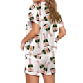 Miniatyrbild 1 av 2: Champagneflaskor Pyjamas Set Dam Tryckt Kortärmad Mjuk Lös Casual Sovkläder White M