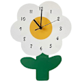 Miniatyrbild 1 av 2: Väggklocka i trä, blomformad klocka, tyst klocka, dekorativ tecknad klocka, ljudlös klocka