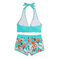 Miniatyrbild 3 av 4: Dambikini med Halterneck Push Up BH, Baddräkt med Shorts, Tvådelad Baddräkt, Sommarstrandkläder, Badkläder Dark Green 2XL