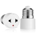 2 stk 220V E27 Sokkel Lampeholder Pære Adapter Omformer til US Plugg 2 Hull Flat Stikkontakt for Hjem Fluorescerende LED Lamper Konvertering (Hvit)