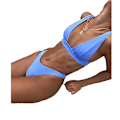 Miniatyrbild 2 av 4: Mimigo Dam Bikini med Låg Midja, Push Up, Halter, Tvådelad Baddräkt BLUE L