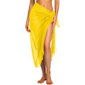 Pikkukuva 1 / 5: Naisten pitkä ja lyhyt sarong-uimapukupeite kesäranta bikinit kääri läpikuultava lyhyt hame huivi uima-asujen peitteeksi Yellow-Long One Size