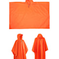 Miniatyrbillede 1 af 3: Udendørs bjergbestigning regnfrakke tre-i-en multifunktionel voksen cape regnfrakke PU vandtæt 210T polyester måtte baldakin Orange Red