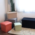 Miniatyrbillede 2 af 5: Opbevaringsboks med høj bæreevne, foldbar stof, alsidig opbevaringsottoman, kubus sæde til hjemmet Qinhai Light Blue 38cm