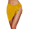 Pikkukuva 1 / 5: Naisten pitkä ja lyhyt sarong uimapukukangas kesäranta bikinit kääre läpikuultava lyhyt hame huivi uima-asukangas Yellow-Short One Size