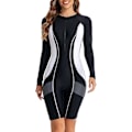 Miniatyrbillede 1 af 5: Dames Enstykke Boyleg Sports Badetøj Langærmet Badetøj UV Beskyttelse Rash Guard Surfing Dykning Dragt Atletisk Badetøj_ll Color 10 S