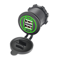 Miniatyrbillede 1 af 4: Bil, motorcykel, skib, autocamper modifikation, dobbelt USB biloplader, dobbelt blænde, ny 4.2 bil mobiltelefon hurtigoplader Dual aperture 4.2A green