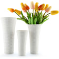 Miniatyrbillede 1 af 5: Hvid Keramisk Blomster Vase Sæt af 3, Dekorativ Ornament Vase Velegnet til at Støtte Planter Hjem Kontor Soveværelse Dekoration Ideel Gave og Samling