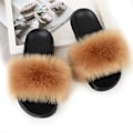 Miniatyrbillede 1 af 2: Dame Faux Fur Slippers Dame Slippers Fuzzy Sandaler Flip Flop Pelsede Slippers Bløde Flade Til Indendørs Udendørs 11 SIZE 40-41