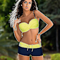 Miniatyrbild 1 av 2: Kvinnors vadderade push-up bh bikini set pojke shorts baddräkt badkläder strandkläder Yellow S