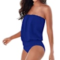 Miniatyrbilde 1 av 2: Boho Bandeau badedrakt for kvinner, stroppeløs badedrakt, badedrakt uten skuldre, sommerbadedrakt, strandtøy Dark Blue M