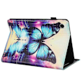 Pikkukuva 4 / 5: Samsung Galaxy Tab A9 -kotelolle kuvioitu nahkainen tablettisuojus automaattisella lepo-/herätystoiminnolla ja korttipidikkeellä Butterfly Reflection