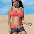 Miniatyrbilde 1 av 2: Kvinners Polstret Push-up BH Bikini Sett Boy Shorts Badedrakt Badedrakt Strand Badetøy Watermelon Red L