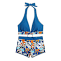 Miniatyrbilde 2 av 4: Bikini for kvinner med halterneck, push-up bh, badebukser, todelt badedrakt, badetøy, sommerstrandtøy, svømmedrakt Blue XL