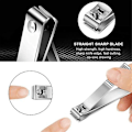 Miniatyrbilde 5 av 5: Negleklipper for tånegler, rett kant, rustfritt stål, for menn og kvinner, tykke negler Silver