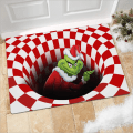 Pikkukuva 1 / 4: Grinch-Illuusio Ovimatto, Jouluinen Liukumaton Visuaalinen Ovi Matto, Jouluun Sisä- Ja Ulkokäyttöön Kotijuhliin (50x80CM, Punainen)
