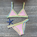Pikkukuva 1 / 5: Virkattu uimapuku bikinit naisille uima-asu seksikäs side brasilialainen bikini 2023 uimapuvut naiset Pink M