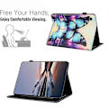 Pikkukuva 5 / 5: Samsung Galaxy Tab A9 -kotelolle kuvioitu nahkainen tablettisuojus automaattisella lepo-/herätystoiminnolla ja korttipidikkeellä Butterfly Reflection